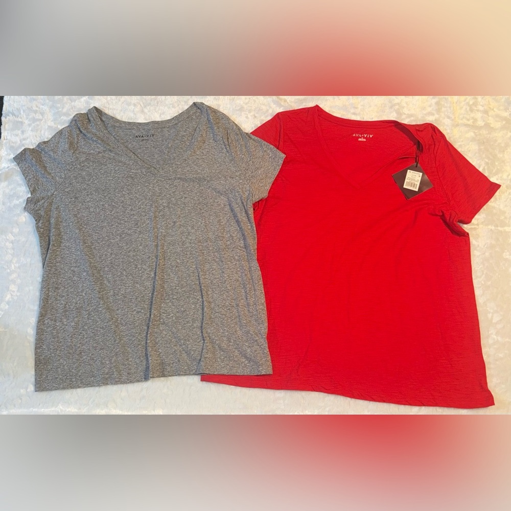 Ava & Viv Red V-Neck Tee